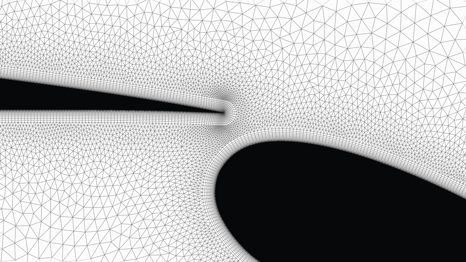 Mesh detail in the gap between the main element and flap